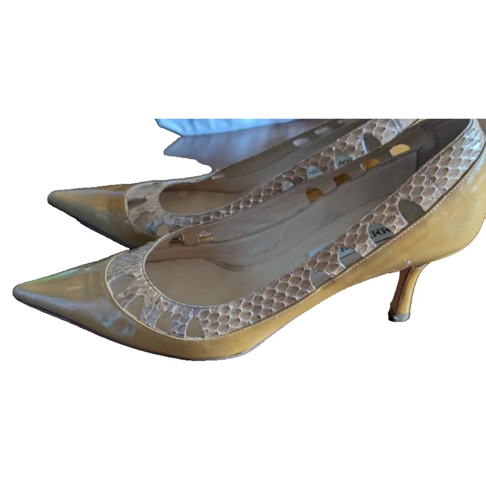 JIMMY CHOO‎ London Patent Leather Pointed Toe Heels Pumps Size 37.5